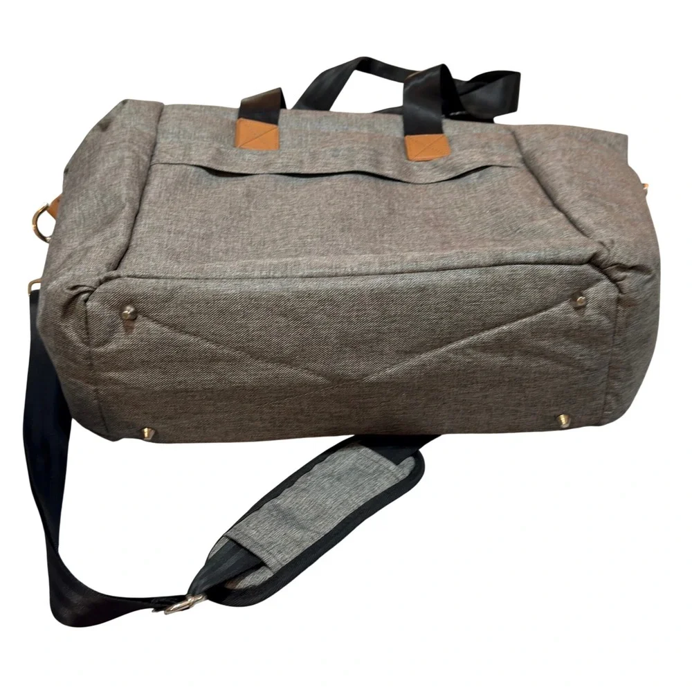 Dikaslon Diaper Bag Tote Unisex Gray Polyester Woven Travel Weekender Minimalist